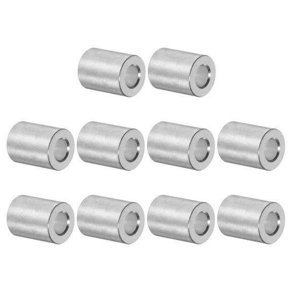 10 Packs Aluminum Spacer 5mm Bore 10mm OD, 13.2mm Length Screw Standoff Bushing Plain Finish Round Spacer