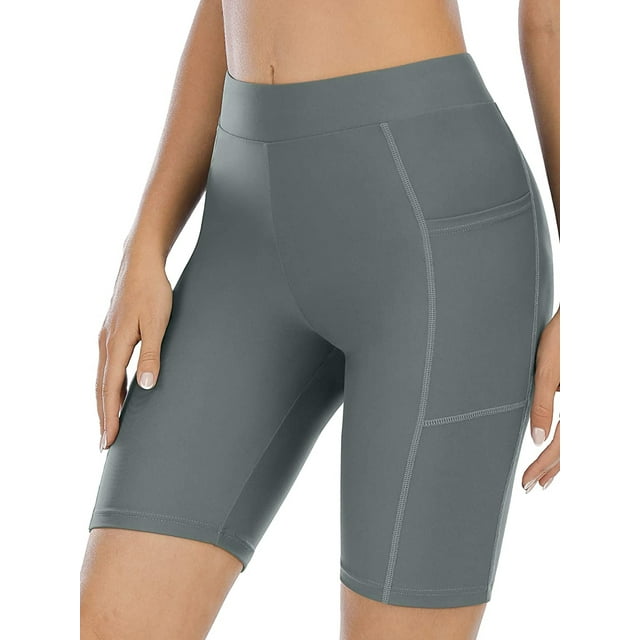 Charmo Short de Bain pour Femmes avec Poches Taille Haute Long Boardshort