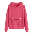 thumbnail image 5 of Girls' Pullover Hoodies with Button Flap Pocket Cotton Fleece Loose Hooded Sweatshirt Kids Sweaters 4-15 Years (14-15 Years, Hot Pink), 5 of 5