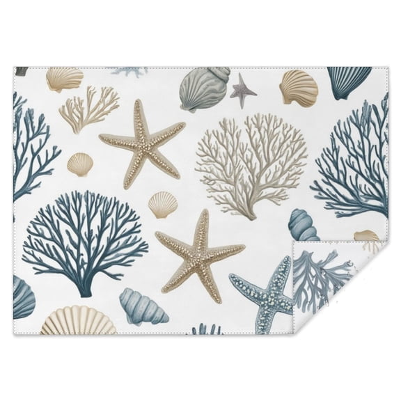 Coastal Coral Starfish Rectangle Tablecloth 60"x84",Waterproof Polyester Rectangle Table Cloth, Wipeable Spillproof Polyester Tablecloth for Dining, Camping, Indoor and Outdoor