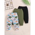 thumbnail image 2 of DOZINSIX 3 Pack Toddler Boys Sweatpants Dinosaur Print Casual Elastic Waist Jogger Pants, 2 of 9