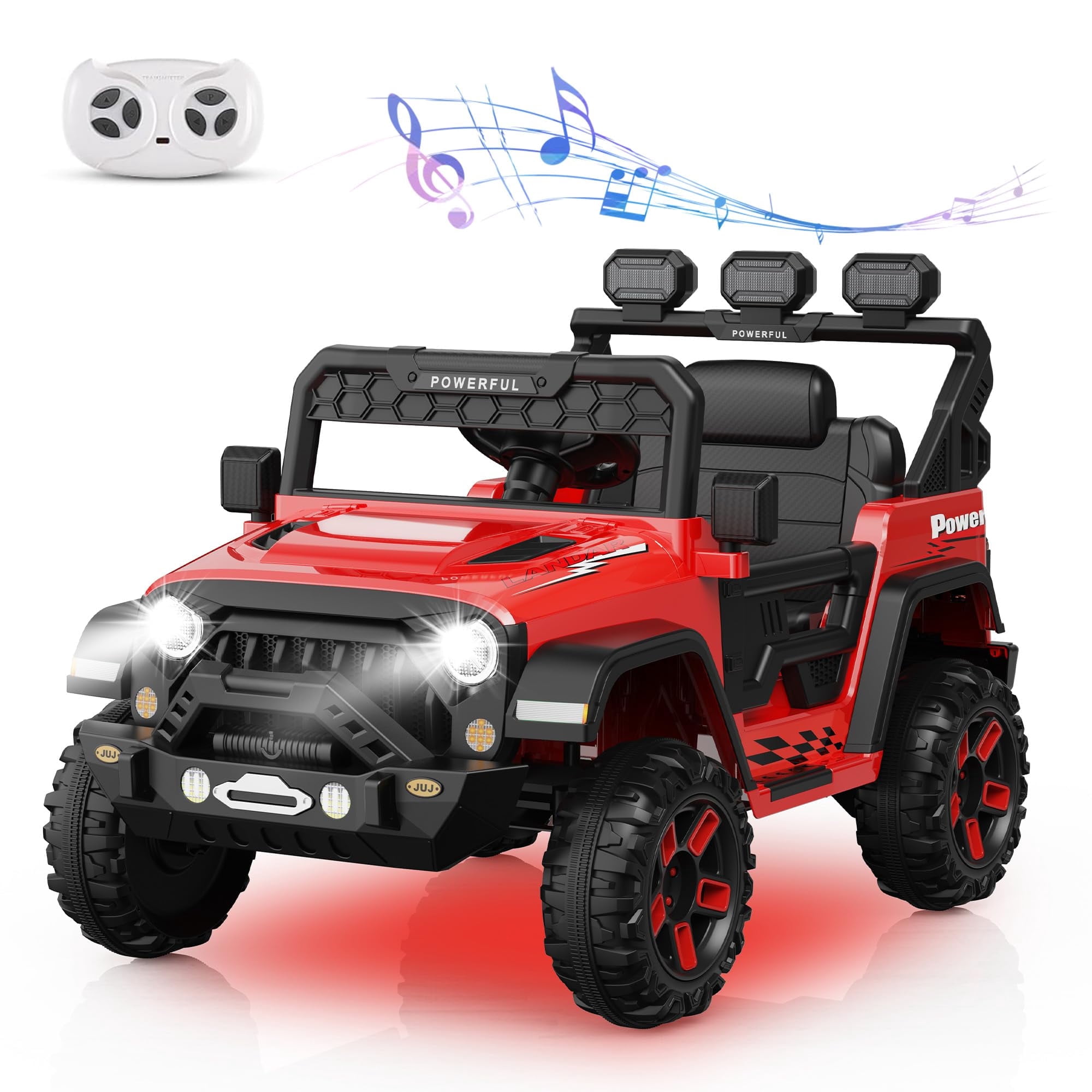 TROPOW 12V Kids Ride On Truck Car with Parent Remote Control Kids Electric Vehicles Battery Powered Toy Car for Kids Ages 3-6 Kids Cars to Drive Powerwheel for Toddler Red