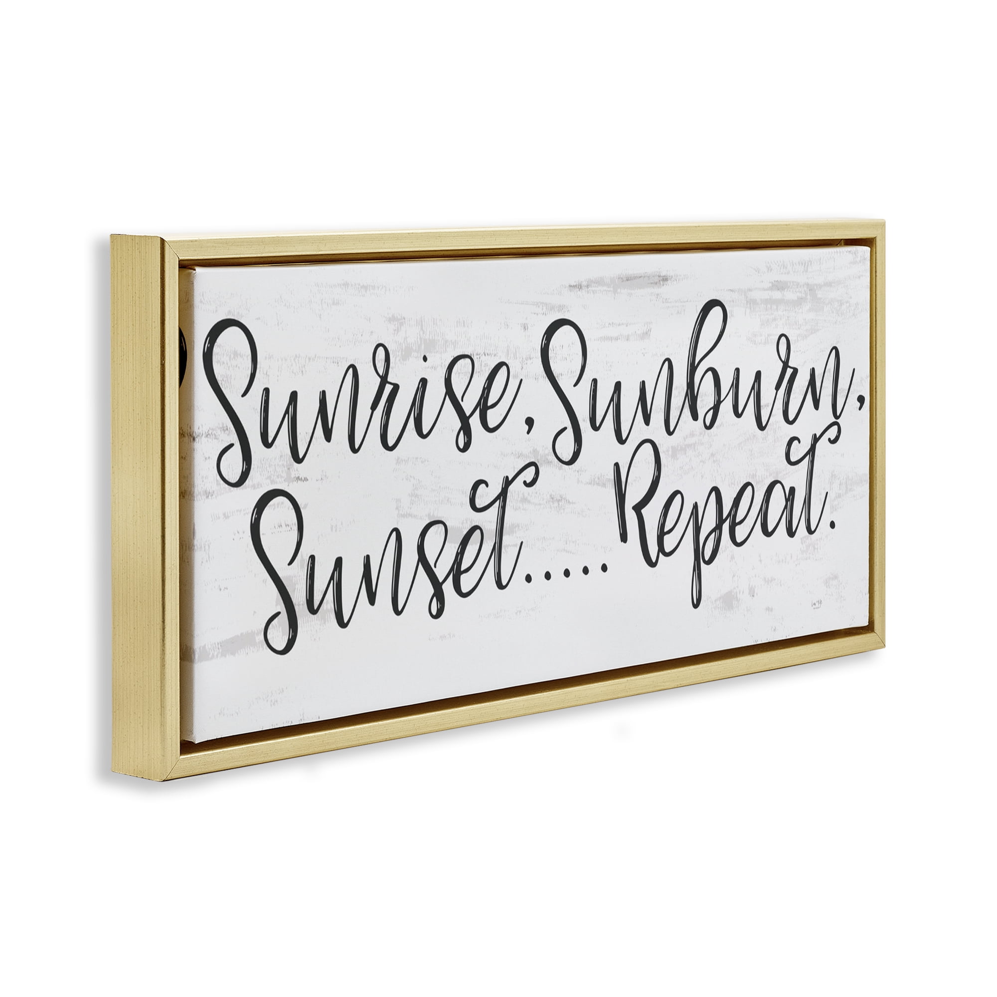 Stupell Industries Sunrise Sunburn Sunset Repeat Gold Framed Floater Canvas Wall Art, design by Lux + Me Designs