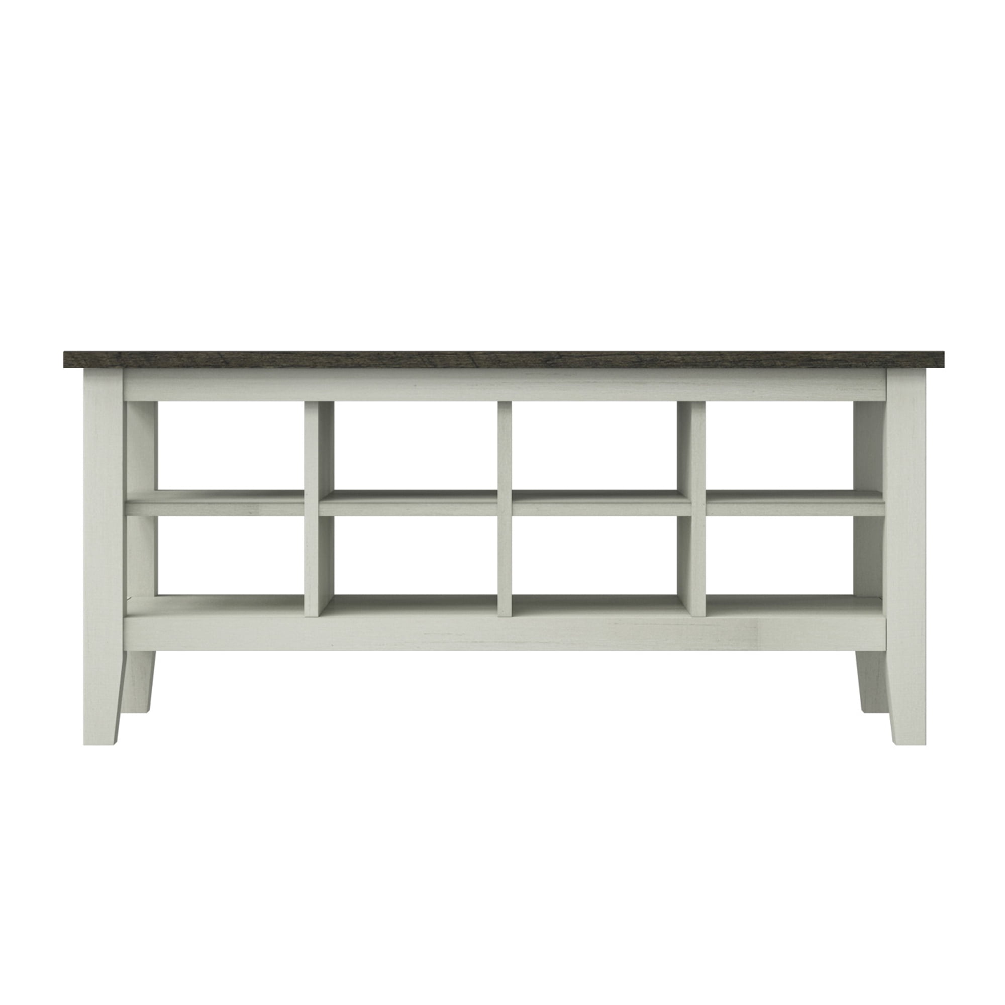 Twin Star Home Two-Tone Storage Bench with Planked Top in Old Wood White, 40”W x 15.5”D x 17.8”H