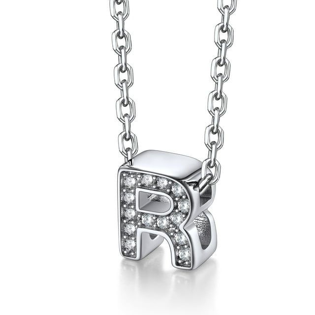Collar inicial de plata esterlina Silvora letra R con circonita cúbica