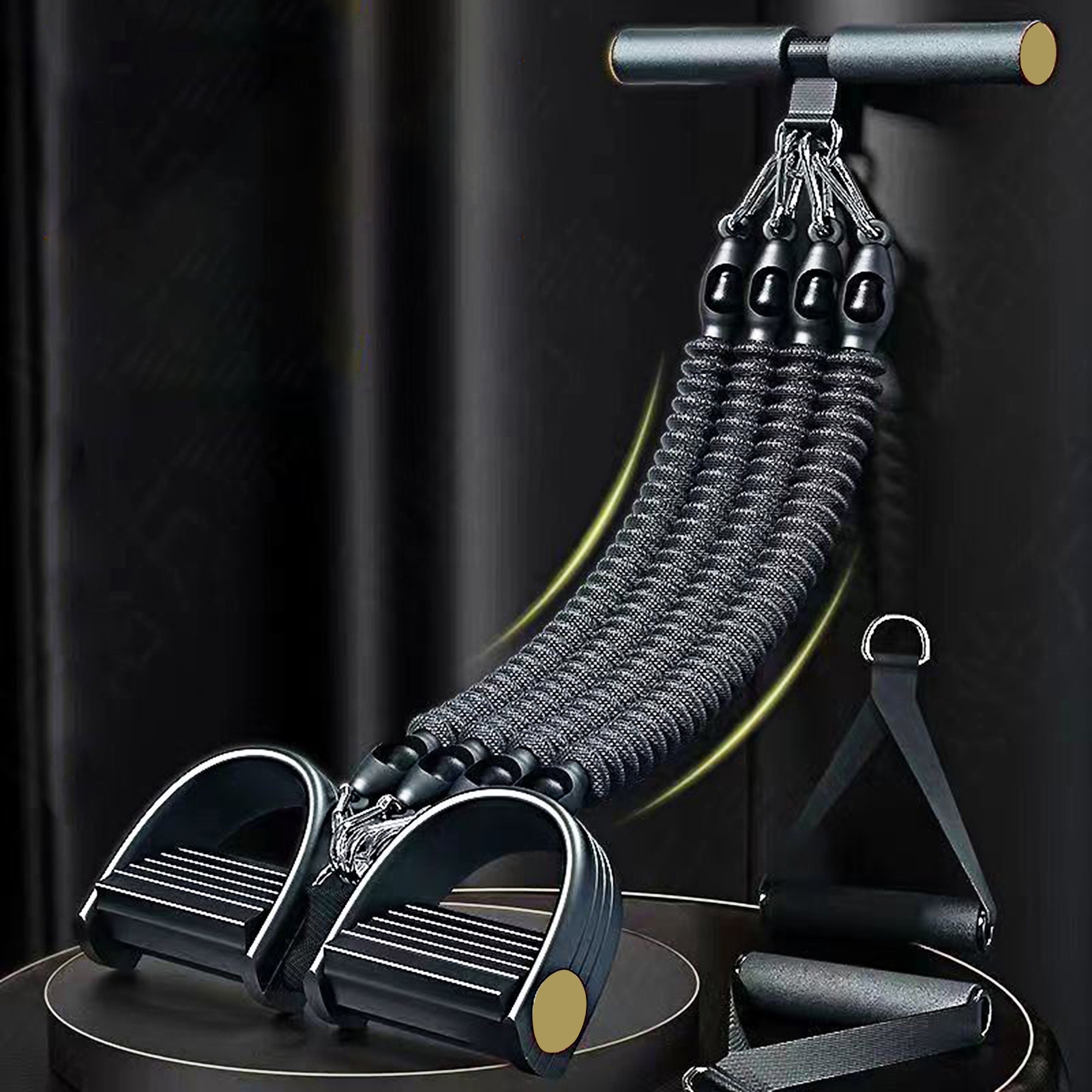 Hyasfey 2/3/4-Tube Pedal Puller Resistance Band with Handle Multifunction Elastic Yoga Sit-up Pull Rope Men Women Pedal Tensioner Exerciser Workout Equipment