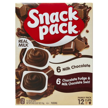 Snack Pack Chocolate Fudge Milk Chocolate Swirl & Chocolate Pudding Cups, 12 Pack