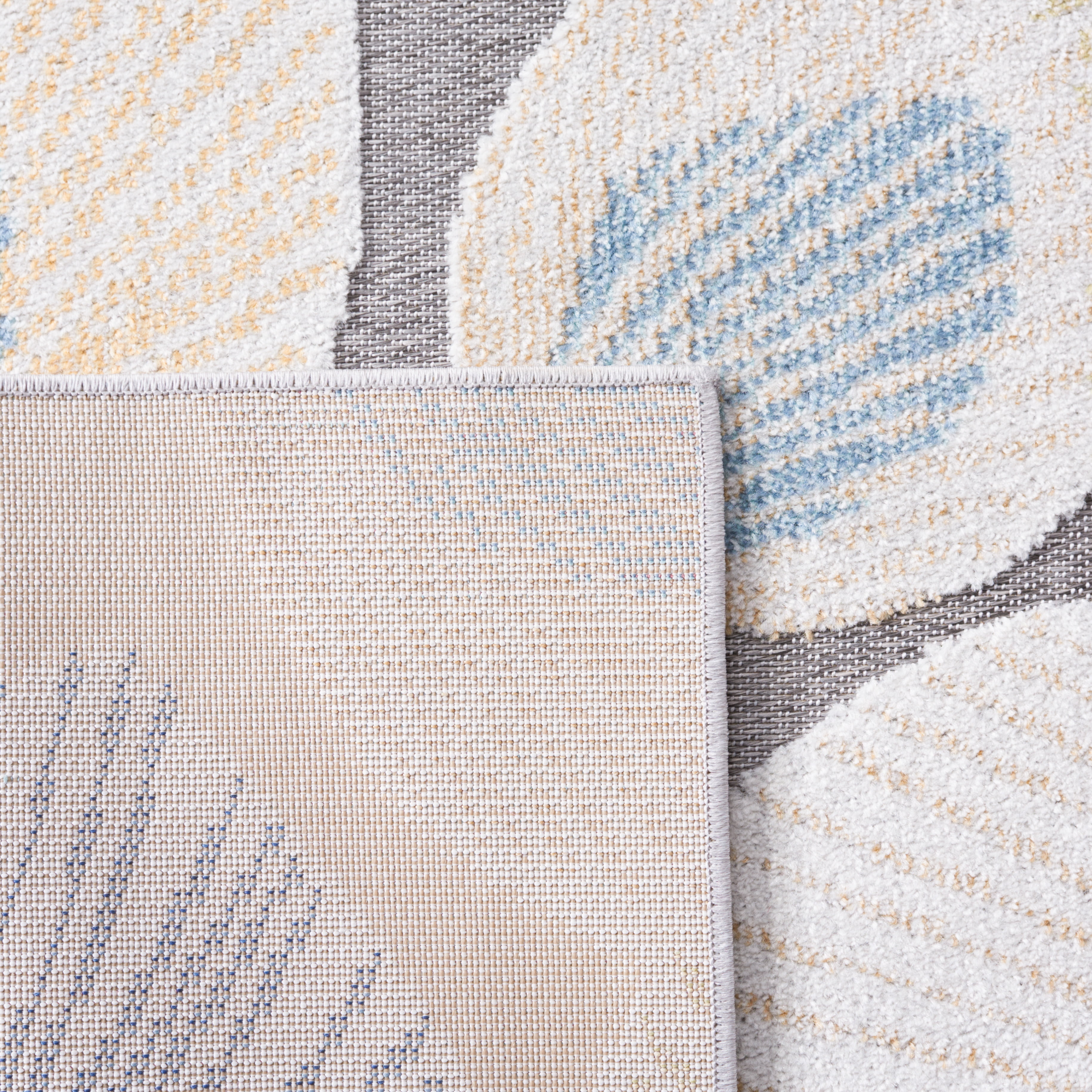 SAFAVIEH Sarasota Nash Botanical Indoor/Outdoor Area Rug, Beige/Grey, 4'5" x 6'5"