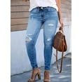 thumbnail image 2 of Plus Size Women's Skinny Jeans - Ripped Stretch Denim Ankle-Length, Basic & Versatile Fit for, 2 of 4