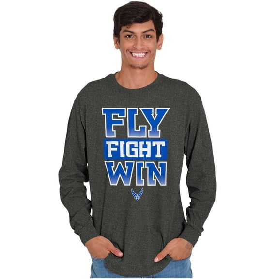 US Air Force Fly Fight Win Slogan Long Sleeve TShirt Men Women Brisco Brands S