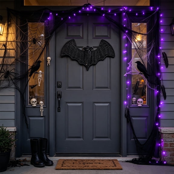 Snmubt Woven Rattan Halloween Bat Wall Decor, Black Wicker Art Piece for Indoor Outdoor Festive Decoration, 11x5.5 Inch