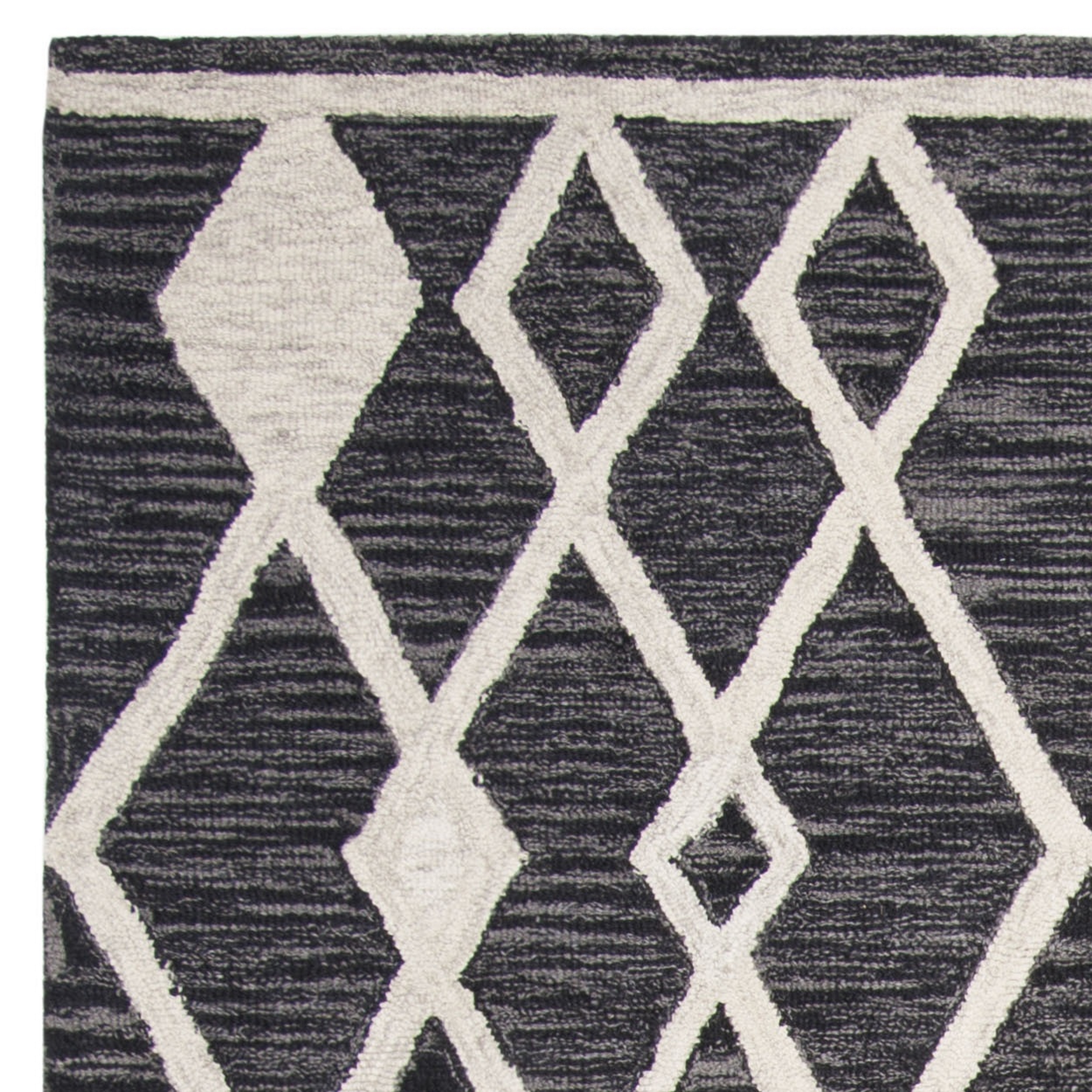 SAFAVIEH Micro-Loop Donella Geometric Aztec Wool Area Rug, Charcoal/Ivory, 8' x 10'