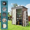 thumbnail image 6 of 5x3 ft Outdoor Storage Shed, Metal Garden Tool Shed with Lockable Doors, for Outsides,Yard, Backyard Patio, Lawn - Brown, 6 of 8
