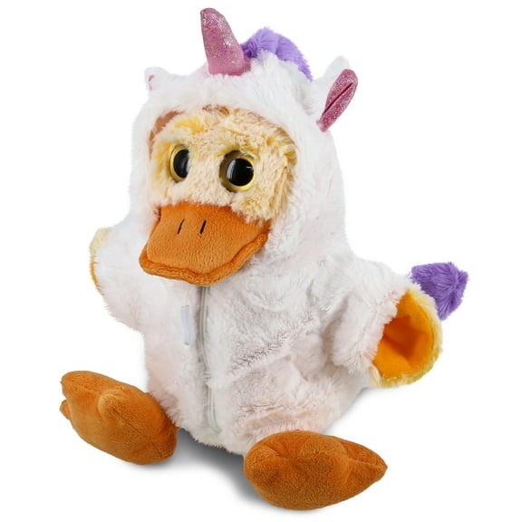 DolliBu Sitting Duck Unicorn Plush Stuffed Animal Toy - Super Soft Duckcorn Dress Up with Removable Plush Unicorn Outfit, Cute Fantasy Wildlife Gift - 9 Inch