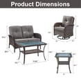 thumbnail image 3 of Opohoro 5-Piece Outdoor Conversation Set with Swivel Rocking Chairs, Patio Loveseat, Coffee & Side Tables, Brown/Gray, 3 of 12