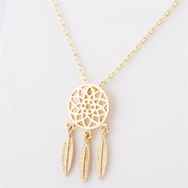Bonito colgante de cumpleaños, collar de atrapasueños de cumpleaños para niñas, collares y colgantes con medallón cruzado de atrapasueños, uno dorado y otro plateado. JAMW Sencillez