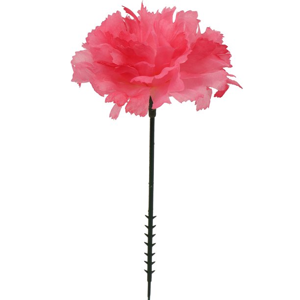 Elegant Hot Pink Silk Carnation Picks, Bulk Pack of 100,,Lifelike 3.5" Carnation Heads with 5