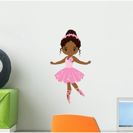 Ballerina Wall Stickers African American Ballerina Dancing Wall Decal Wallmonkeys Peel and Stick Decals for Girls (12 in H x 12 in W) WM502716 ()