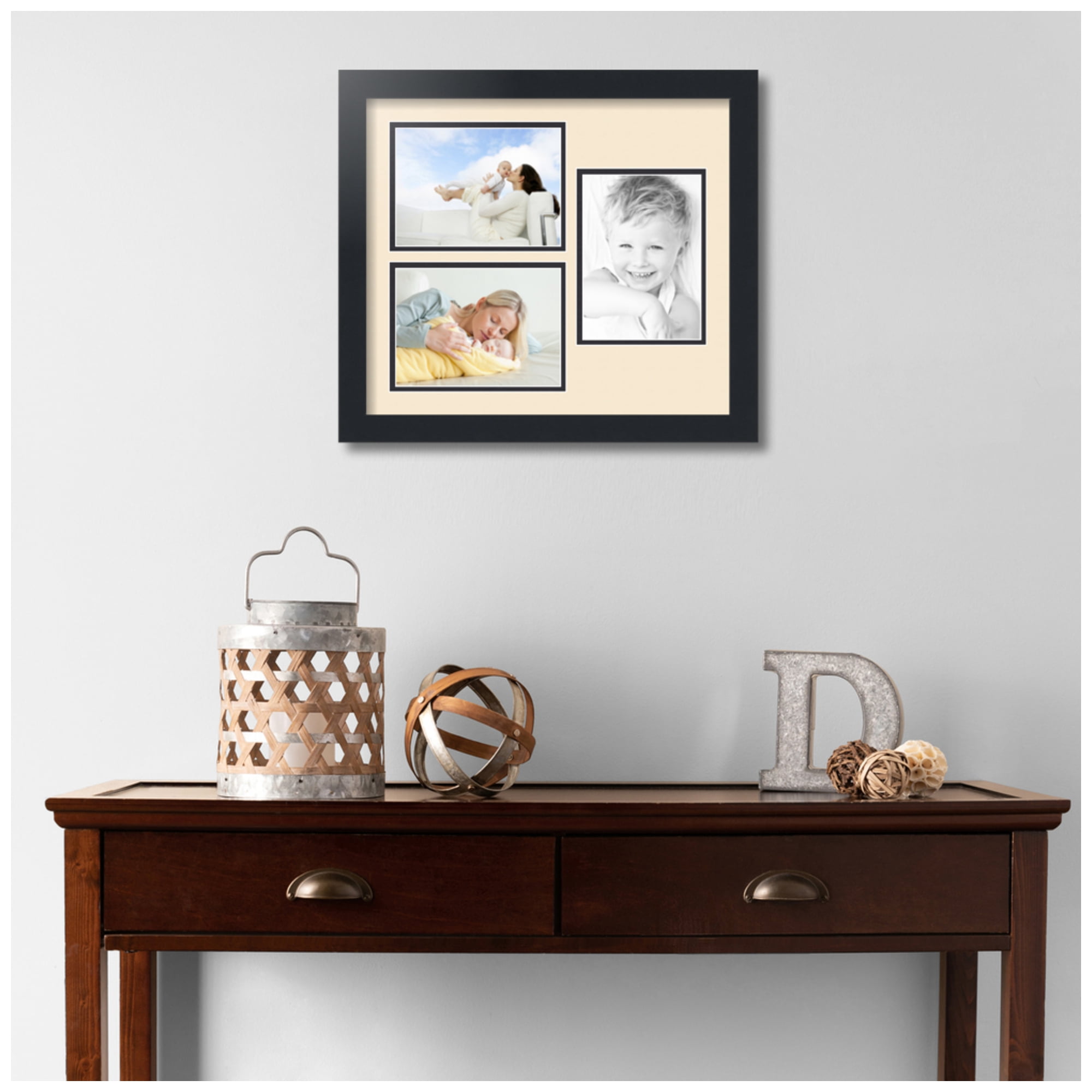 ArtToFrames Collage Photo Picture Frame with 3 - 5x7 Openings, Framed in Black with Alabaster and Black Mats (CDM-3926-331)