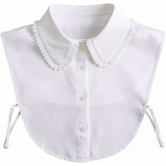Camicover Lady's Fake Collar Pleated Elegant Office Half Blouse False Collar Dickey B White