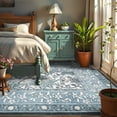 thumbnail image 2 of Hasoo 5x7 Washable Blue Area Rug for Living Room Floral Soft Indoor Bedroom Carpet Non Slip Low Pile, 2 of 5