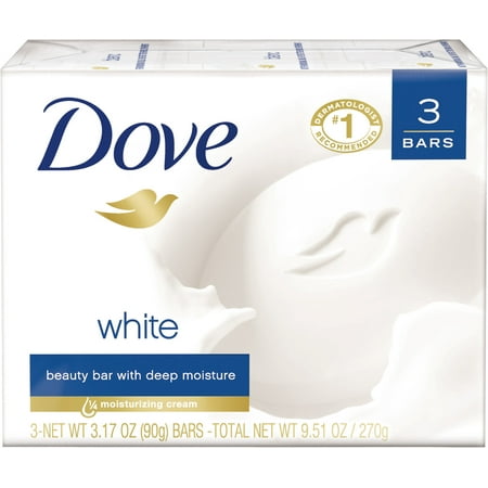 4 Pack - Dove Beauty Bars White, 3.17 oz bars, 3 ea