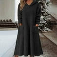 thumbnail image 2 of HaiMao Women's Casual Fluffy Granular Fleece Sherpa Hooded Dress Clearance Oversized Plush Fuzzy Pullover Coat with Pockets Black 4(S), 2 of 8