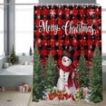 thumbnail image 2 of Snowman Merry Christmas Bathroom Shower Curtain Red Plaid Winter Socks Xmas Tree Waterproof Washable Shower Curtains for Bathtub Bath Decor with Grommets and Hook 54 X 78 Inch, 2 of 8