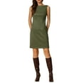 thumbnail image 2 of VESTIDO DE ANTE SINTÉTICO SIN MANGAS CON CUELLO BARCO PARA MUJERES INSPIRE CHIC M Verde Militar, 2 of 6