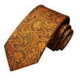 thumbnail image 5 of Hi-Tie Men Silk Tie Set Dark Orange Paisley Necktie Pocket Square Cufflink for Business Party, 5 of 6