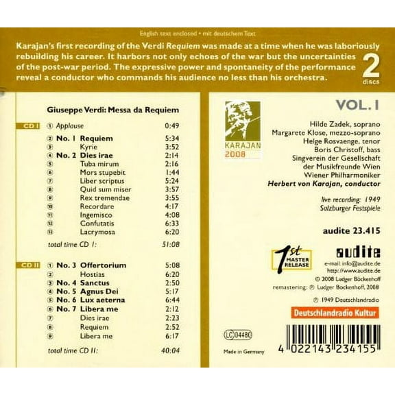 Herbert Von Karajan - Requiem - Music & Performance - CD