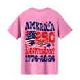 thumbnail image 6 of Grblisyd Girls 4th of July 250 Years America Shirt American Flag Crew Neck Tee Independence Day Short Sleeve Shirt for Kids 1-13 Years, 6 of 6
