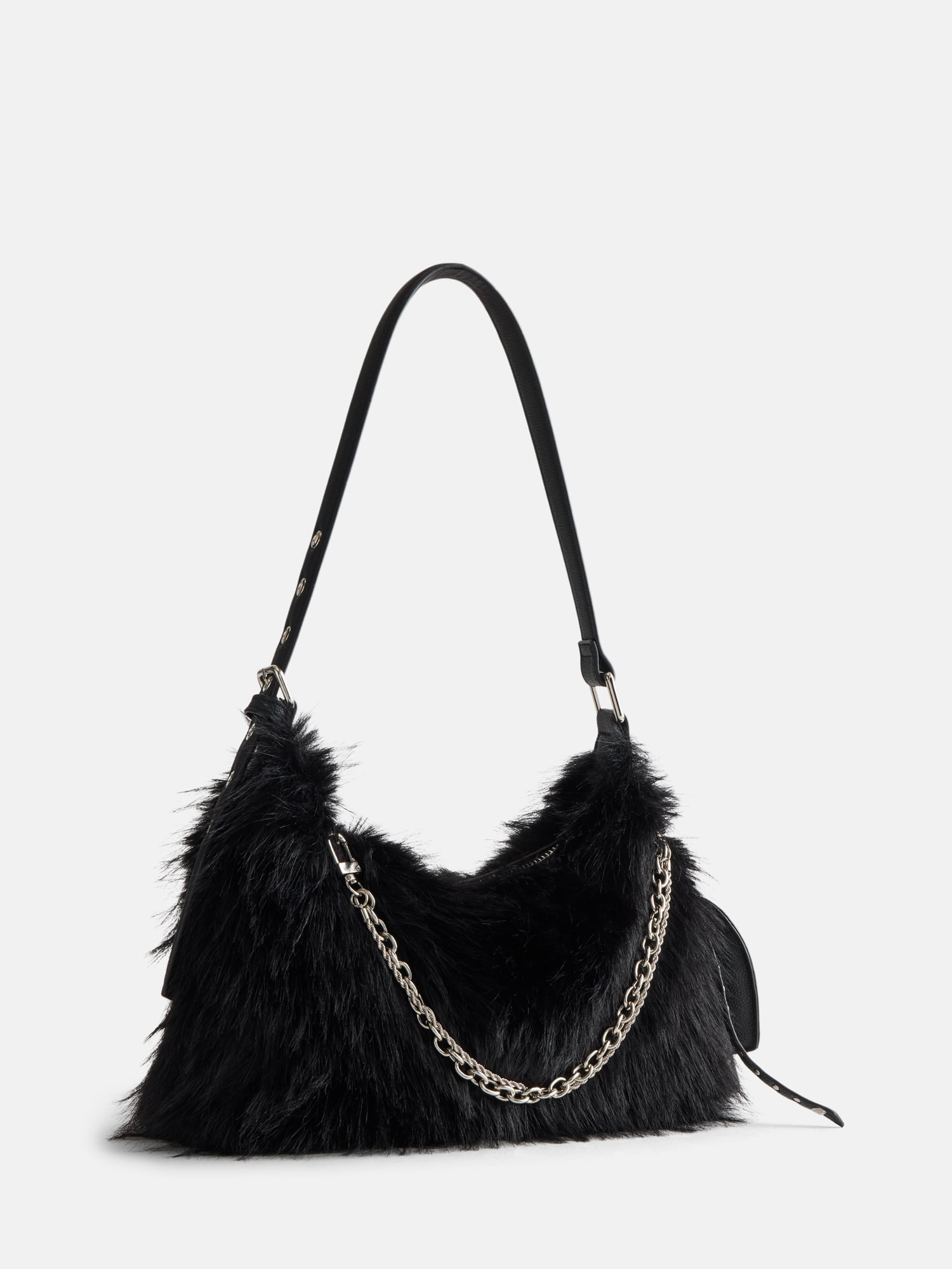 Madden NYC Women's Faux Fur Shoulder Bag, Black
