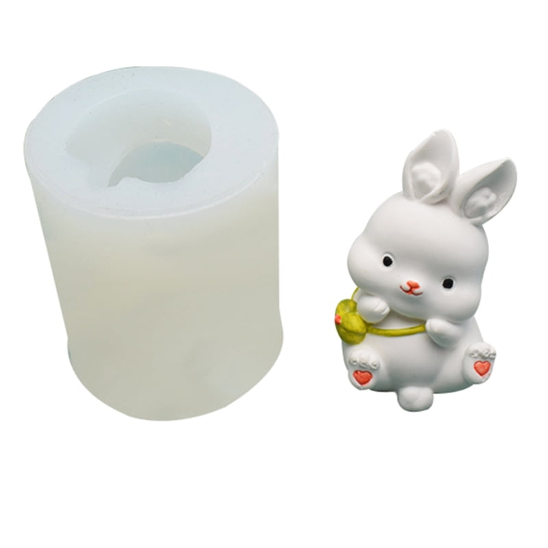 Silicone Cute Rabbit Transparent 3D Mould Epoxy Rabbit Animal Decoration 
