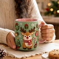 thumbnail image 4 of Trovenix Reindeer Coffee Mug 2D Ceramic Christmas Cup, Hot Cocoa Milk Tea Drinking Mug for Home Office, Festive Holiday Gift for Family, 4 of 7