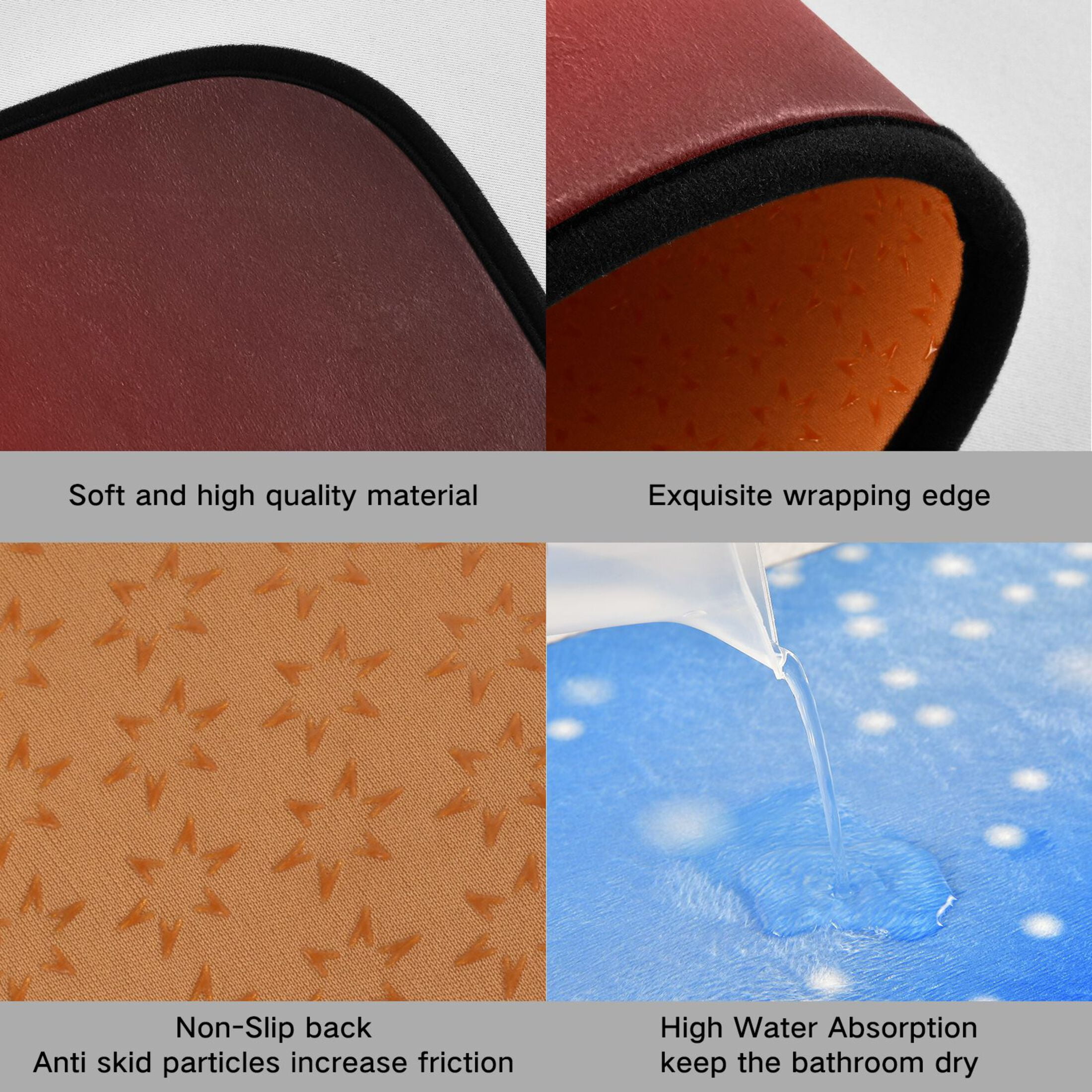Ryvnso Gradient Red Kitchen Rugs Set Non Slip Runner Mats for Dining Room