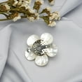 thumbnail image 5 of Vintage Elegance Mother of Pearl Shell and Gray Crystal Bead Flower Brooch Pin for Anniversary, 5 of 5