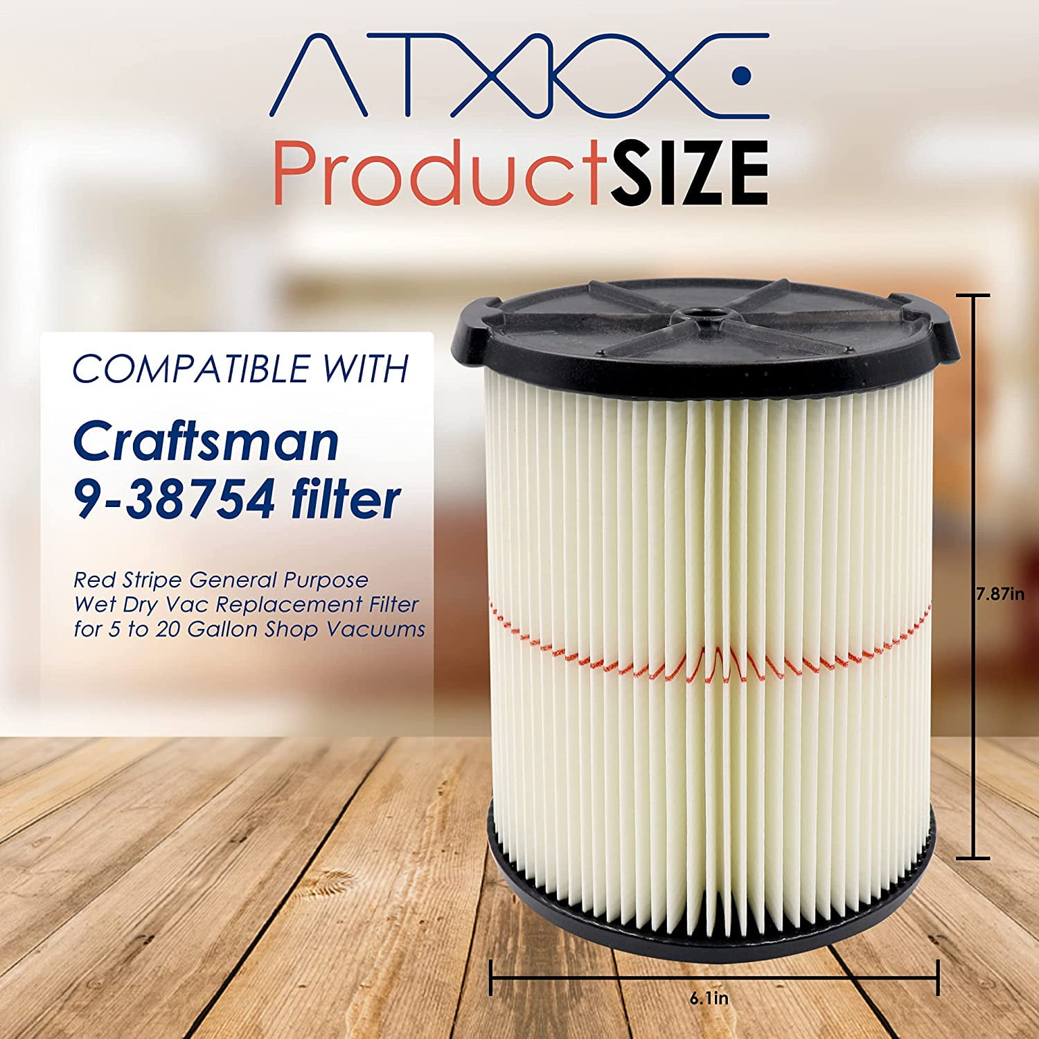 38754 Replacement Filter for Craftsman CMXZVBE38754 fit 5-20 Gallon shop vacuums,1 pack