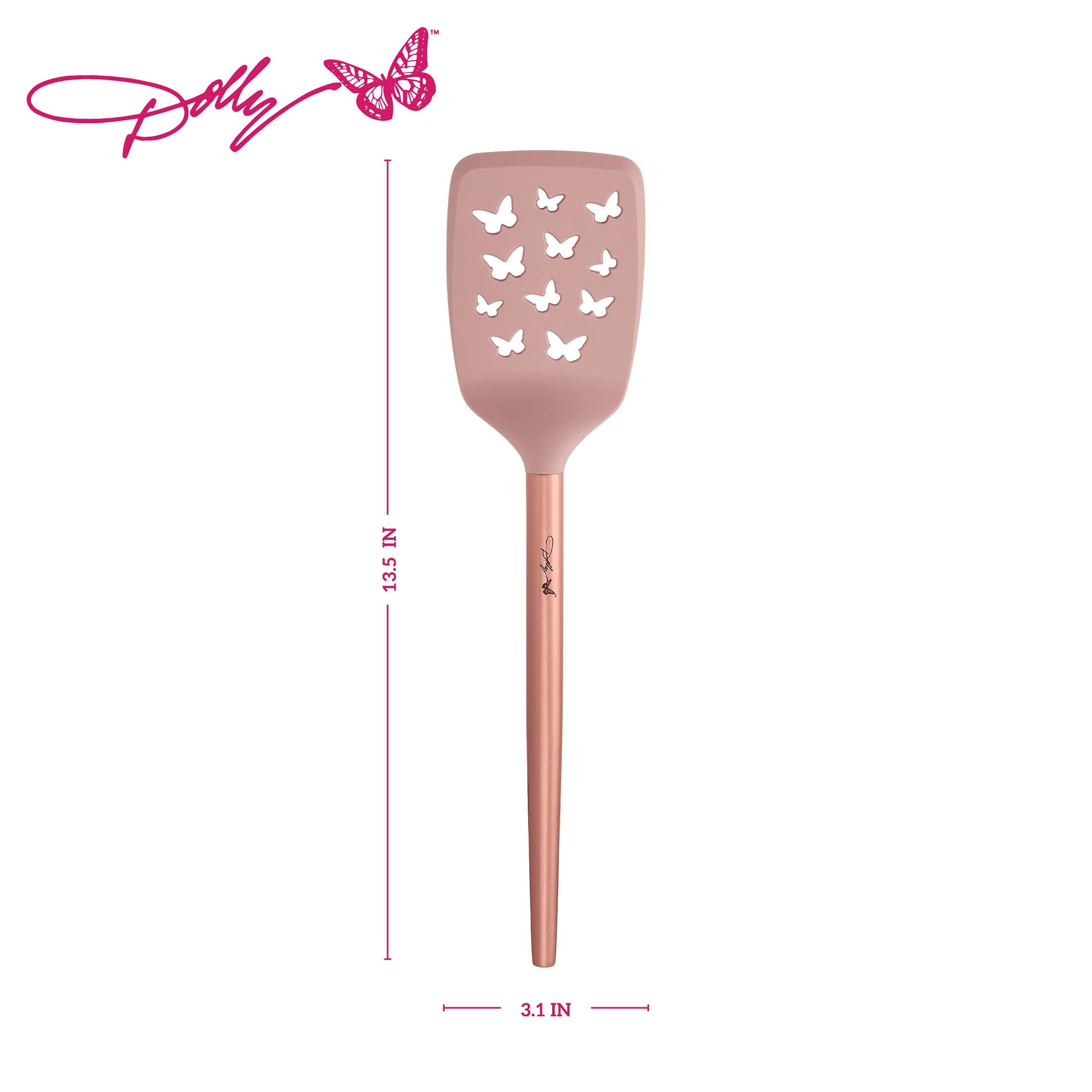 Dolly Parton Stainless Steel Slotted Turner, Blush