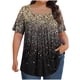 thumbnail image 1 of Fiudx Ofertas de La Semana Top Holgado de Manga Corta Plisado con Cuello Extragrande Estampado para Mujer L-5Xl, 1 of 4
