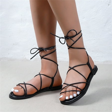 

Akiihool Dressy Sandals Women Wide Women s Bennia Flat Sandal Summer Casaul (Black 8.5)