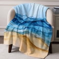 thumbnail image 2 of Flannel Fleece Throw Blanket Beach Abstract Waves Blue Gradient Lightweight Soft Plush Blankets,Summer Coastal Nautical Cozy Warm Throw Blanket for Couch Sofa Bed Car Office All Season Use 40x50in, 2 of 9