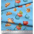 thumbnail image 3 of Soimoi Blue Cotton Duck Fabric Kettle & Cups Kitchen Fabric Prints By Yard 42 Inch Wide, 3 of 3