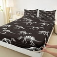 thumbnail image 3 of Manfei Dinosaur Skeleton Twin Sheet Sets,Dino Skull Twin Fitted Sheet,White Black Flat Sheet For Boys Kids,Ultra Soft Home Decor,3 Pieces, 3 of 7