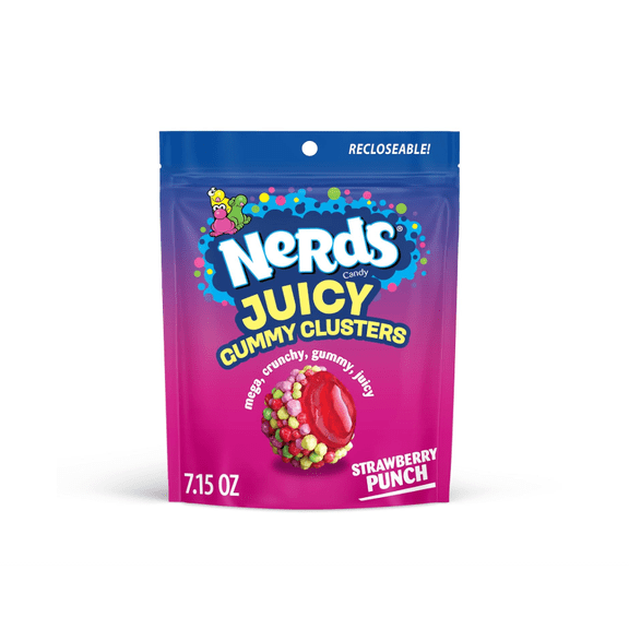 Juicy Gummy Clusters, Strawberry Punch, Juicy and Gummy Candy, 1 Stand Up Bag, for Snacking and Sharing, 7.15 oz