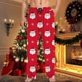 thumbnail image 5 of Adeawade Mens Christmas Pants Elastic Waist Drawstring Xmas Pajamas Sleepwear Pants With Pocket Pj Bottoms Wide Leg Slacks Cartoon Santa Prints Casual Trousers Soft Home Wear Hot Pink M, 5 of 6