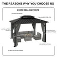 thumbnail image 4 of Sunmthink 10x12 ft. Hardtop Gazebos, Double Roof Galvanized Steel Outdoor Aluminum Frame Canopy with Netting and Curtains, Grey, 4 of 8