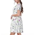 thumbnail image 2 of Naloa Watercolor Wildflower Print Womens Summer A-Line Dress with Pockets,Short Sleeve Dresses,Flowy Beach Swing Dress for Vacation Travel, 2 of 6