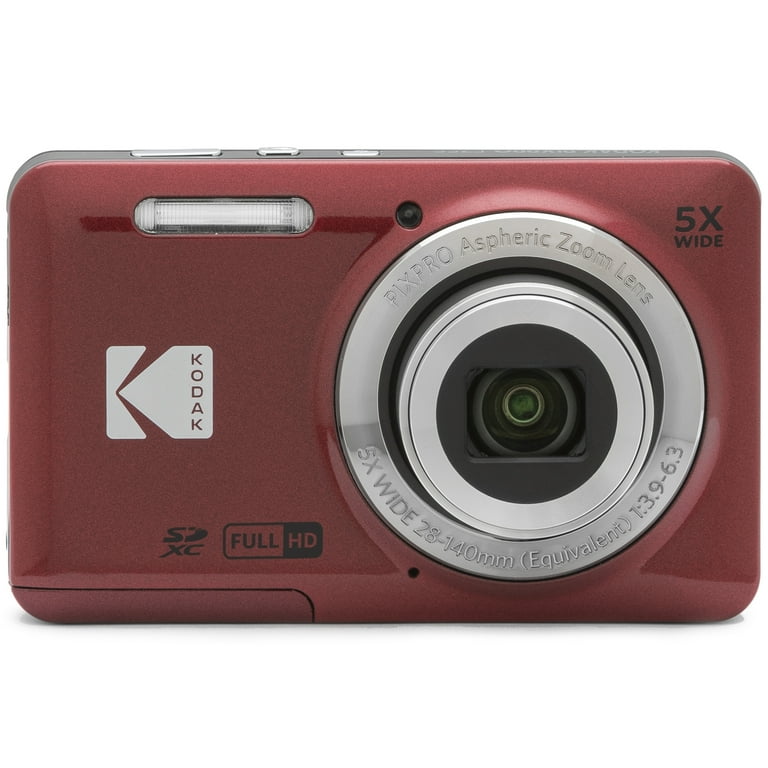 Kodak PIXPRO FZ55 Compact Digital Camera, Red Bundle with Lexar