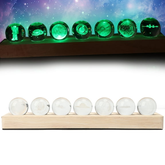 Dongyi 3D Solar System Crystal Ball Night Light-7 Planet Model with Wooden Base,LED Space Projector for Bedroom Decor,Astronomy Educational Gift for Kids&Adults